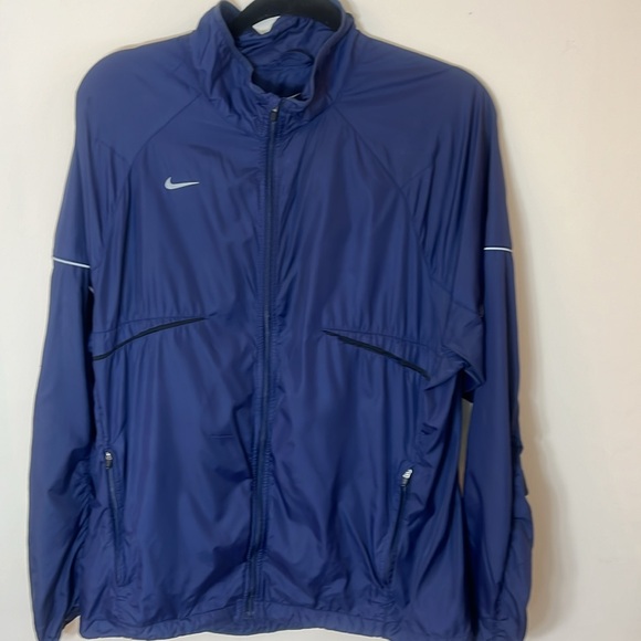 Nike Navy Blue Unisex Rain Jacket with Gray Swoosh - Picture 4 of 8